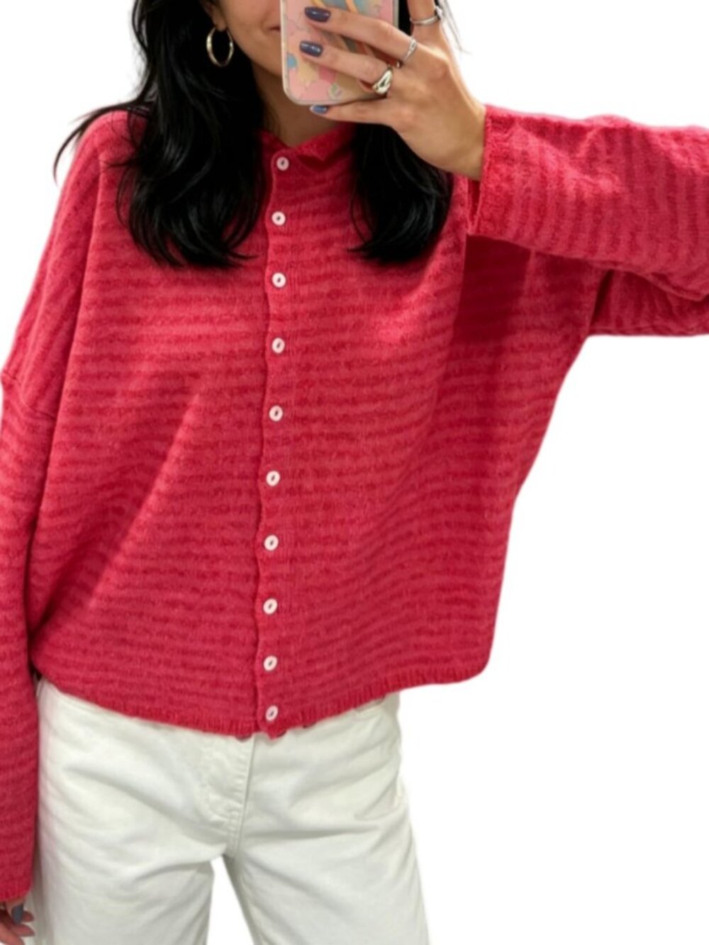 Women Knit Cardigan Sweaters Long Sleeve Button Down Loose Top